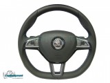 OEM Flat Bottom MFSW Steering Wheel Skoda Octavia 3 Fabia 3 Superb 3 Silver Stitching DSG Paddles Airbag Škoda 
