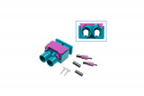 FAKRA double pen - male Plug: Codierung Z / water blue