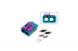 FAKRA double socket - female Plug: Codierung Z / water blue