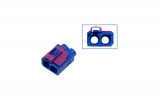 FAKRA double-socket housing - female like 6Q0 035 608 K Plug: Coding C / signal blue