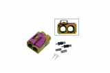 FAKRA double socket - female Plug: Coding K / curry yellow