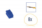 Repair kit connector 8 pin for MINI ISO connector housing blue Cross section: 1.0mm², Version: Assembled Harness
