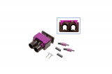FAKRA double pen - male Plug: Coding F / nut brown