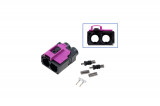 FAKRA double socket - female Plug: Coding A / deep black