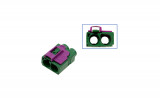 FAKRA double-socket housing - female like 6Q0 035 608 K Plug: Coding E / leaf green