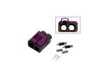 FAKRA double socket - female Plug: Coding F / nut brown