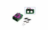 FAKRA double socket - female Plug: Coding E / leaf green