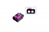 FAKRA double-socket housing - female like 6Q0 035 608 K Plug: Coding A / deep black