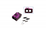 FAKRA double socket - female Plug: Coding D / bordeaux violet