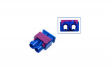 FAKRA double plug housing - male like 6Q0 035 671 K Plug: Coding C / signal blue