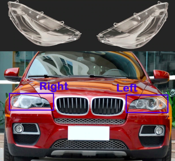 Headlight Lens Cover Replacement for BMW X6 E71 2008-2014,1 Pair Headlight  Headlamp lense Clear Lens Cover.